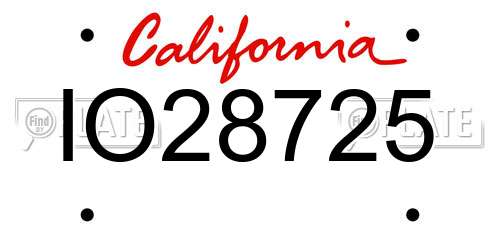 IO28725 California License Plate