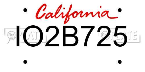 IO2B725 California License Plate