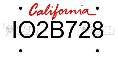 IO2B728 California License Plate