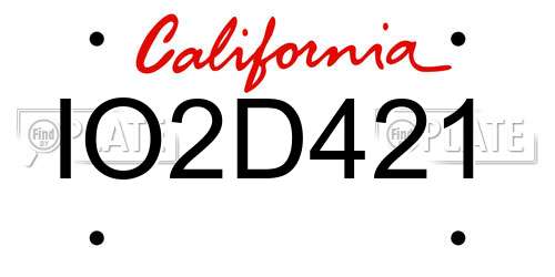 IO2D421 California License Plate