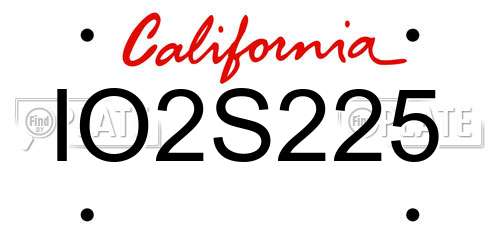 IO2S225 California License Plate