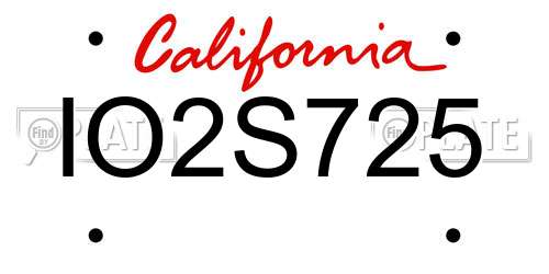IO2S725 California License Plate