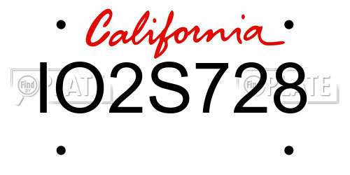 IO2S728 California License Plate