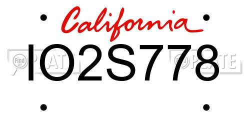 IO2S778 California License Plate