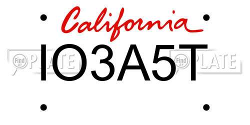 IO3A5T California License Plate