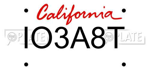 IO3A8T California License Plate