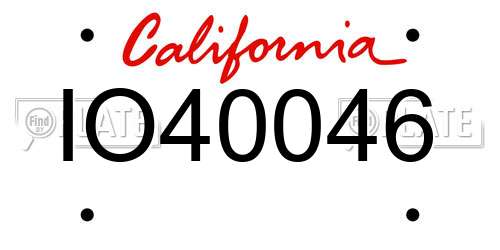 IO40046 California License Plate
