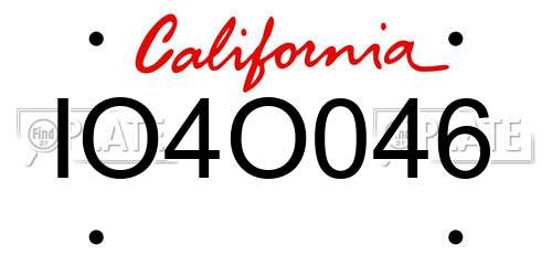 IO4O046 California License Plate