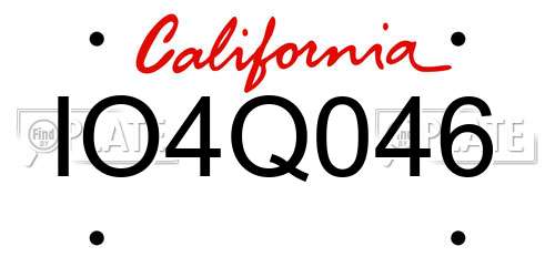 IO4Q046 California License Plate