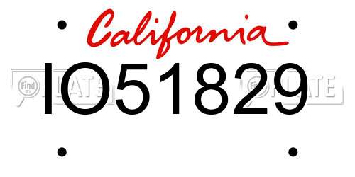 IO51829 California License Plate