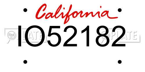IO52182 California License Plate