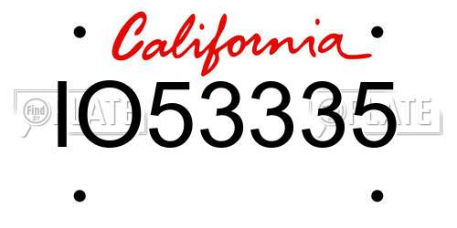 IO53335 California License Plate