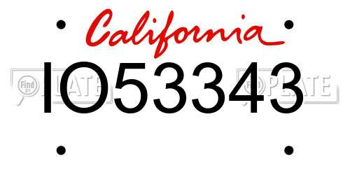 IO53343 California License Plate