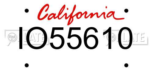 IO55610 California License Plate