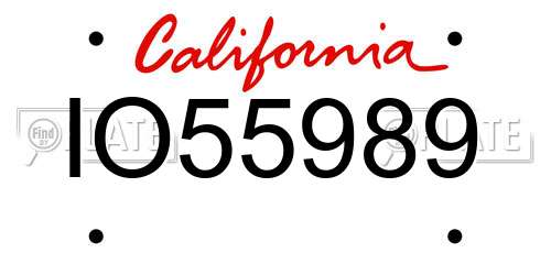 IO55989 California License Plate
