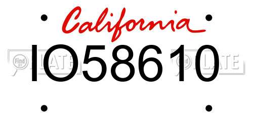 IO58610 California License Plate