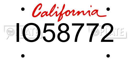 IO58772 California License Plate