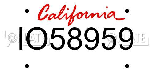 IO58959 California License Plate