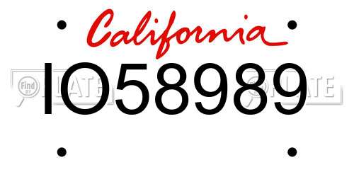 IO58989 California License Plate