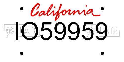 IO59959 California License Plate