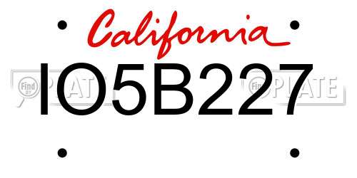 IO5B227 California License Plate