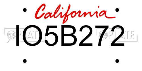 IO5B272 California License Plate