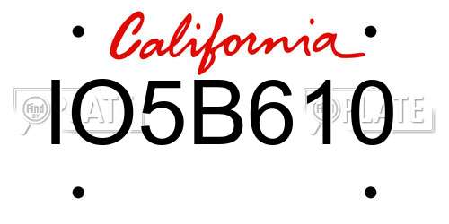 IO5B610 California License Plate