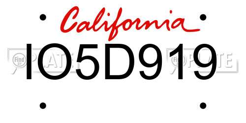 IO5D919 California License Plate