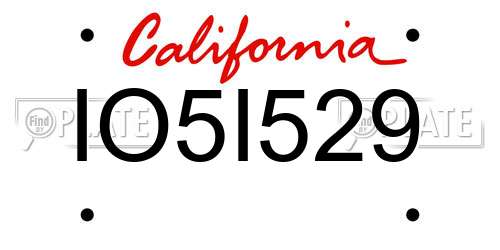 IO5I529 California License Plate