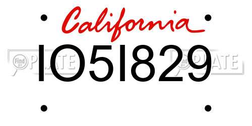 IO5I829 California License Plate