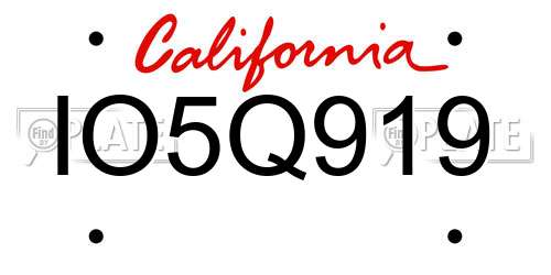 IO5Q919 California License Plate