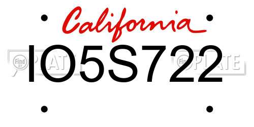 IO5S722 California License Plate