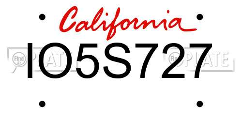 IO5S727 California License Plate