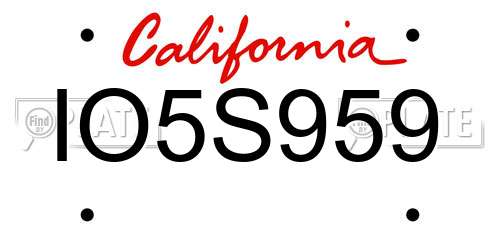 IO5S959 California License Plate
