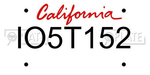 IO5T152 California License Plate
