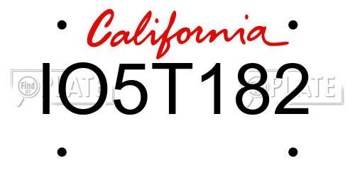 IO5T182 California License Plate