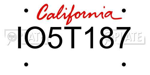 IO5T187 California License Plate