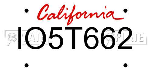 IO5T662 California License Plate