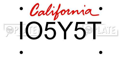 IO5Y5T California License Plate