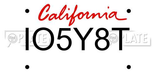 IO5Y8T California License Plate