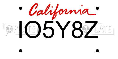 IO5Y8Z California License Plate