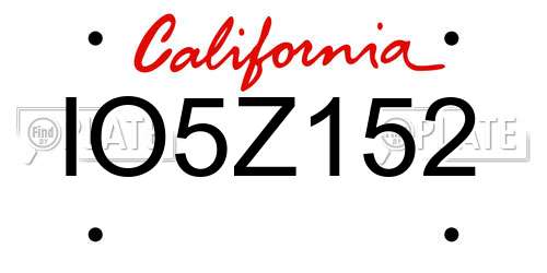 IO5Z152 California License Plate
