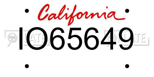 IO65649 California License Plate