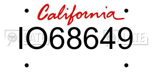 IO68649 California License Plate