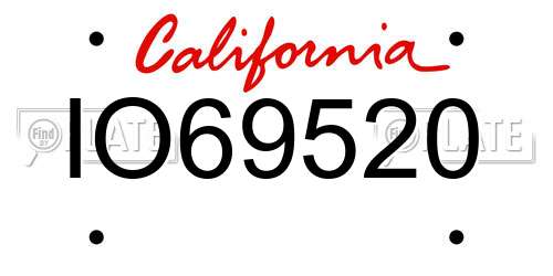IO69520 California License Plate