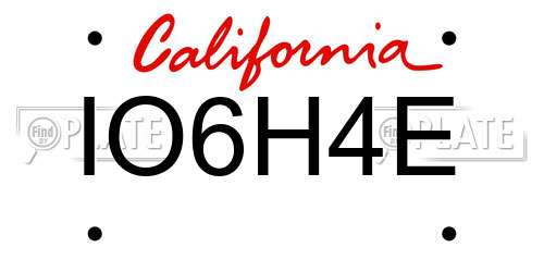IO6H4E California License Plate