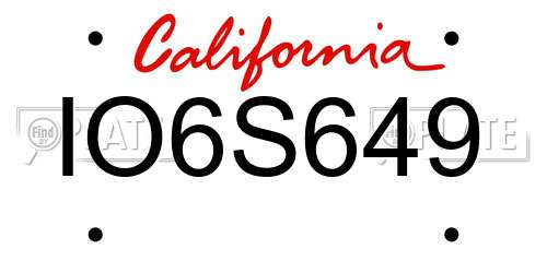 IO6S649 California License Plate