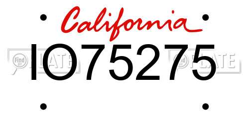 IO75275 California License Plate