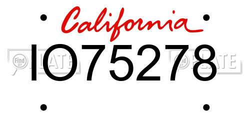 IO75278 California License Plate