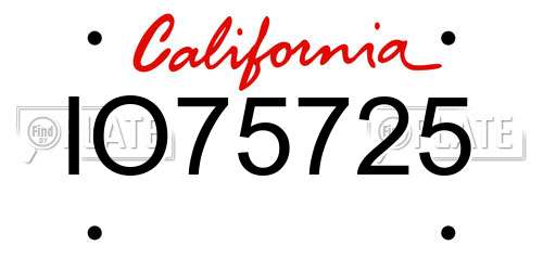 IO75725 California License Plate